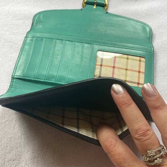 Beautiful black and Tiffany blue leather coach trifold wallet - Picture 7 of 13